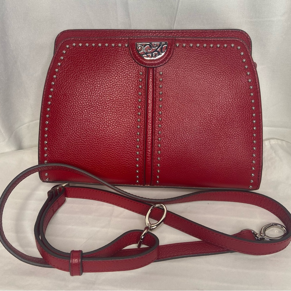 Brighton Red Crossbody Bag with Silver Embellishment